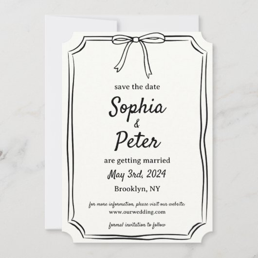 コケエレガントット手引き弓タイムレス結婚 セーブザデート (正面)