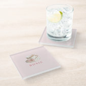 コケエレガントッ名門私立校風のクティーカップと弓 ガラスコースター (アングル)