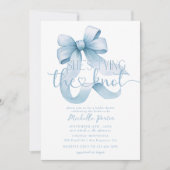 コケエレガントトリボンボーブルーブライダルシャワー 招待状 (正面)