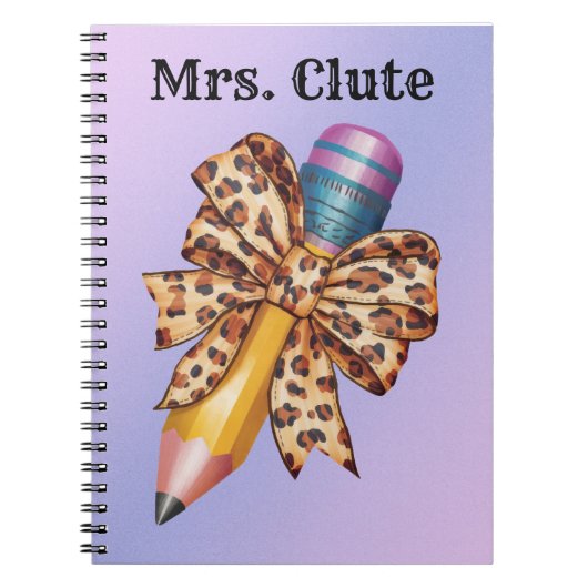 コケカスタムット水カラーペンシルアニマルプリントボウ ノートブック (正面)