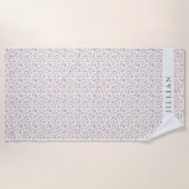 コケガーリーット花柄 | 名パーソナライズされた前 ビーチタオル (正面)