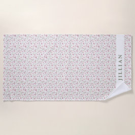 コケガーリーット花柄 | 名パーソナライズされた前 ビーチタオル