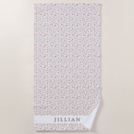 コケガーリーット花柄 | 名パーソナライズされた前 ビーチタオル