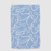 コケスタイリッシュットブルーボウパターン名前をカスタムする ゴルフタオル (正面)