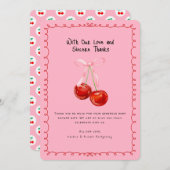 コケッお洒落トさくらんぼオントップサンキュー 招待状 (正面/裏面)