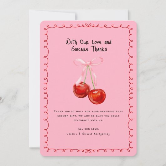 コケッお洒落トさくらんぼオントップサンキュー 招待状 (正面)