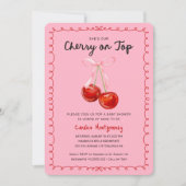コケッお洒落トさくらんぼオントップベビーシャワー 招待状 (正面)