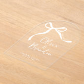 コケッお洒落ト手抜き弓の日付を保存 アクリル招待状 (レイダウン)