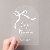 コケッお洒落ト手抜き弓の日付を保存 アクリル招待状 (インサイチュ (ポータブル))