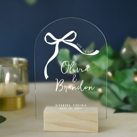 コケッお洒落ト手抜き弓の日付を保存 アクリル招待状