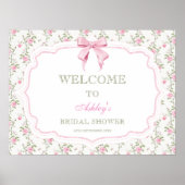 コケッエレガントクピンクボウブライダルシャワー歓迎 ポスター (正面)