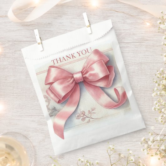 コケッエレガントクピンクボウベイビーシャワーガール フェイバーバッグ (クリップ留めされた状態)