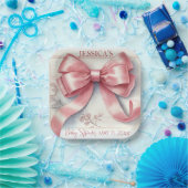 コケッエレガントクピンクボウベイビーシャワーガール ペーパープレート (パーティー)