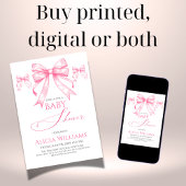 コケッエレガントクピンクボウレトロガールベビーシャワー 招待状