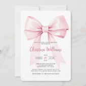 コケッエレガントクピンクボウ女の子ベビーシャワー 招待状 (正面)