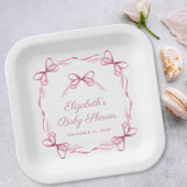 コケッエレガントトがピンクのベビーガールシャワーを弓 ペーパープレート