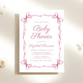 コケッエレガントトがピンクのベビーガールシャワーを弓 招待状