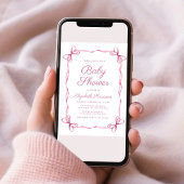 コケッエレガントトがピンクのベビーガールシャワーを弓 招待状