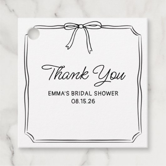コケッエレガントトシック弓ブライダルシャワーサンキューユー フェイバータグ (正面)