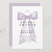 コケッエレガントトダスティパープルボウブライダルシャワー 招待状 (正面/裏面)