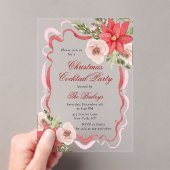 コケッエレガントトフローラクリスマスカクテルパーティー アクリル招待状 (インサイチュ (ポータブル))