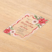 コケッエレガントトフローラクリスマスカクテルパーティー アクリル招待状 (レイダウン)