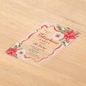 コケッエレガントトフローラクリスマスパーティー アクリル招待状 (レイダウン)