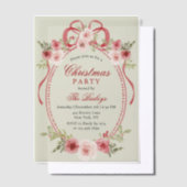 コケッエレガントトフローラクリスマスパーティー ベラム紙招待状 (オフセット)