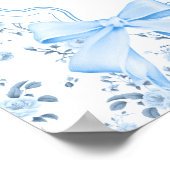 コケッエレガントトブルーボウブライダルシャワー歓迎 ポスター (角)