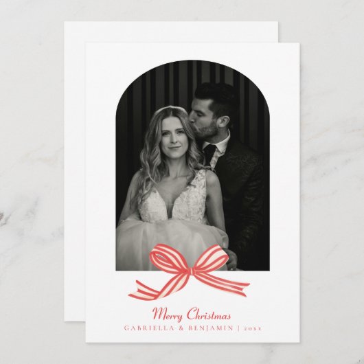 コケッエレガントトレッドボウアーチフォトクリスマス シーズンカード (正面/裏面)