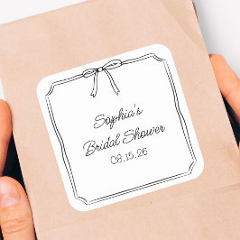 コケッエレガントト手描き弓かわいいブライダルシャワー スクエアシール