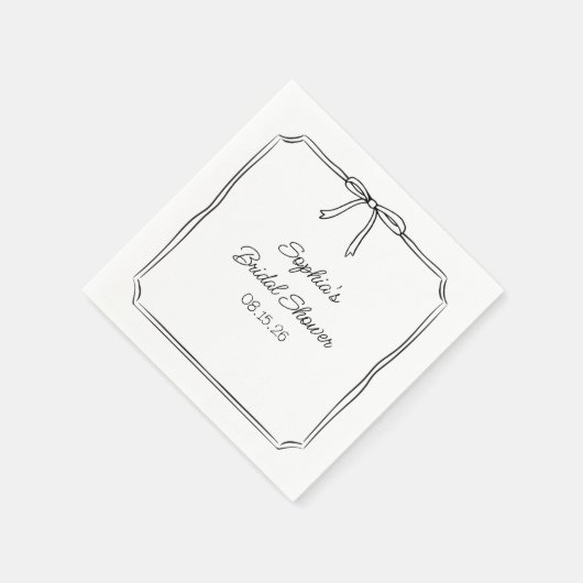 コケッエレガントト手描き弓かわいいブライダルシャワー スタンダードカクテルナプキン (角)