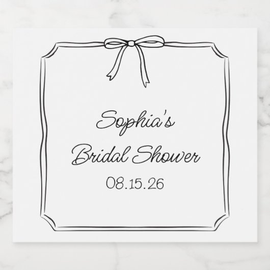 コケッエレガントト手描き弓かわいいブライダルシャワー スパークリングワインラベル (シングルラベル)