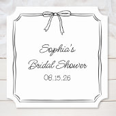 コケッエレガントト手描き弓かわいいブライダルシャワー ペーパーコースター