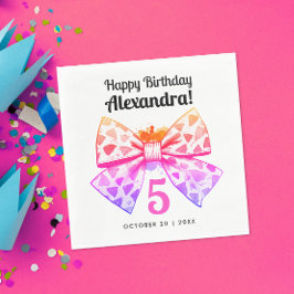 コケッガーリークカラフルピンクパープルボウ水カラー スタンダードランチョンナプキン