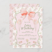 コケッガーリークピンクボウトイレバースデーパーティー 招待状 (正面/裏面)