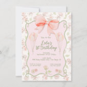 コケッガーリークピンクボウトイレバースデーパーティー 招待状 (正面)