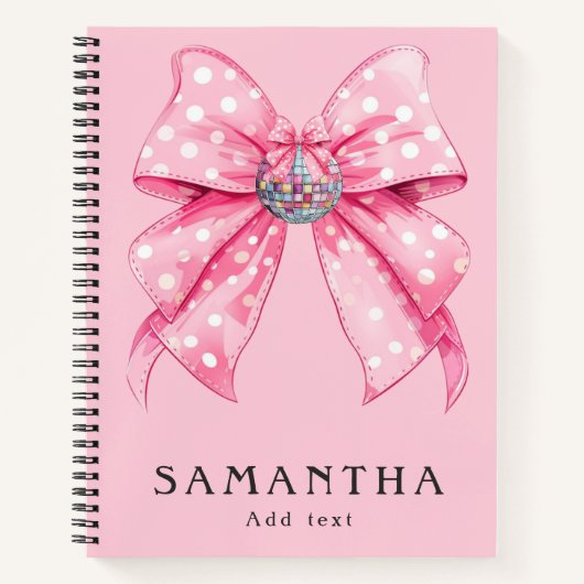 コケッガーリートディスコフェミニンボールピンクプレイドボウ ノートブック (正面)
