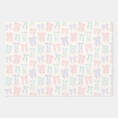 コケッストライプのト弓ピンクのミント薄紫イエロー ラッピングペーパーシート (正面3)