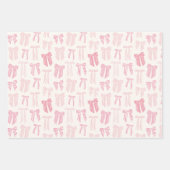 コケッストライプのト弓ピンクのミント薄紫イエロー ラッピングペーパーシート (正面)