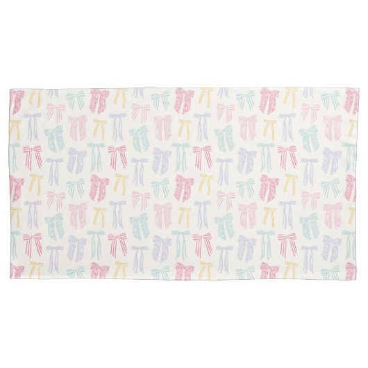 コケッストライプのト弓ミントピンクイエロー薄紫 枕カバー (正面左)