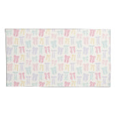 コケッストライプのト弓ミントピンクイエロー薄紫 枕カバー (裏面-右)