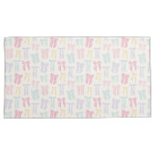 コケッストライプのト弓ミントピンクイエロー薄紫 枕カバー (正面右)