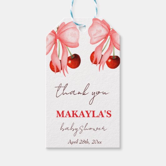 コケッタ チェリーオントップ ベイビーガールシャワー ギフトタグ (正面)