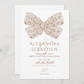 コケッタ ヴィンテージ ダイヤモンド ボウ モカ ムース ウェディング 招待状 (正面/裏面)