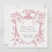 コケッティピンクキュートフェミニンボウフレームパーティー 招待状 (裏面)