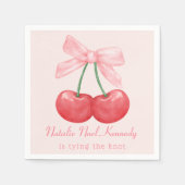 コケッティピンクリボンチェリー　エステティック　ファンシー　ガーリー スタンダードカクテルナプキン (正面)