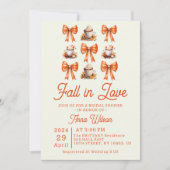 コケッティーなリボンが恋に落ちる ラブ コーヒー オレンジ 編集可能 招待状 (正面)