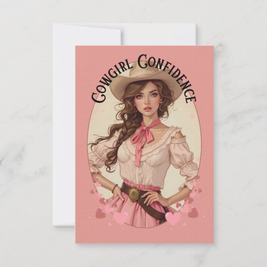 コケッティーカウガールウェスタンファッション ポートレート サンキューカード (裏面)