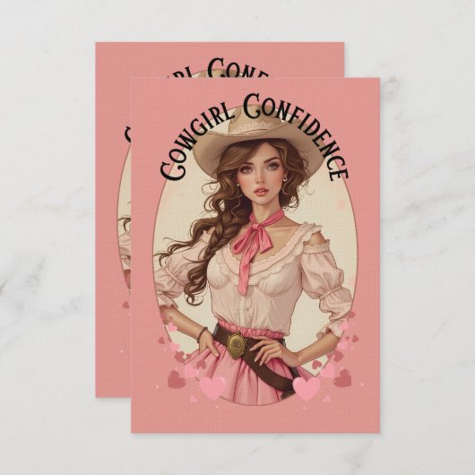 コケッティーカウガールウェスタンファッション ポートレート サンキューカード (正面/裏面)